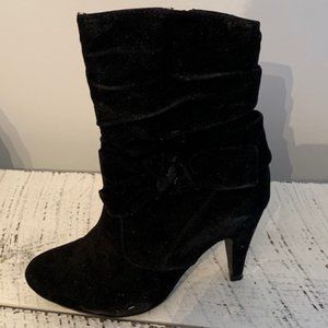 Black faux suede boots